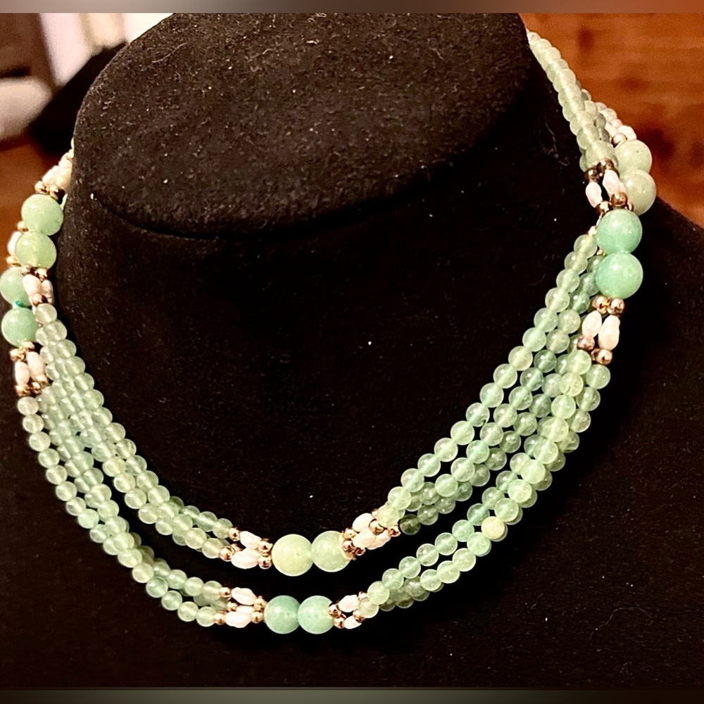 Multi Strand Light Mint Green Translucent, Jade B… - image 6